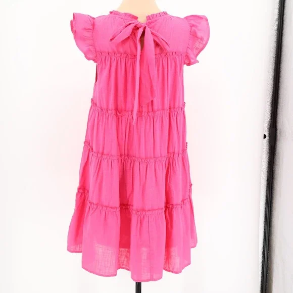 NWT TwentyTen Pink Babydoll Tiered Ruffle Dress Womens Coquette Vacation Size L - Picture 2 of 10